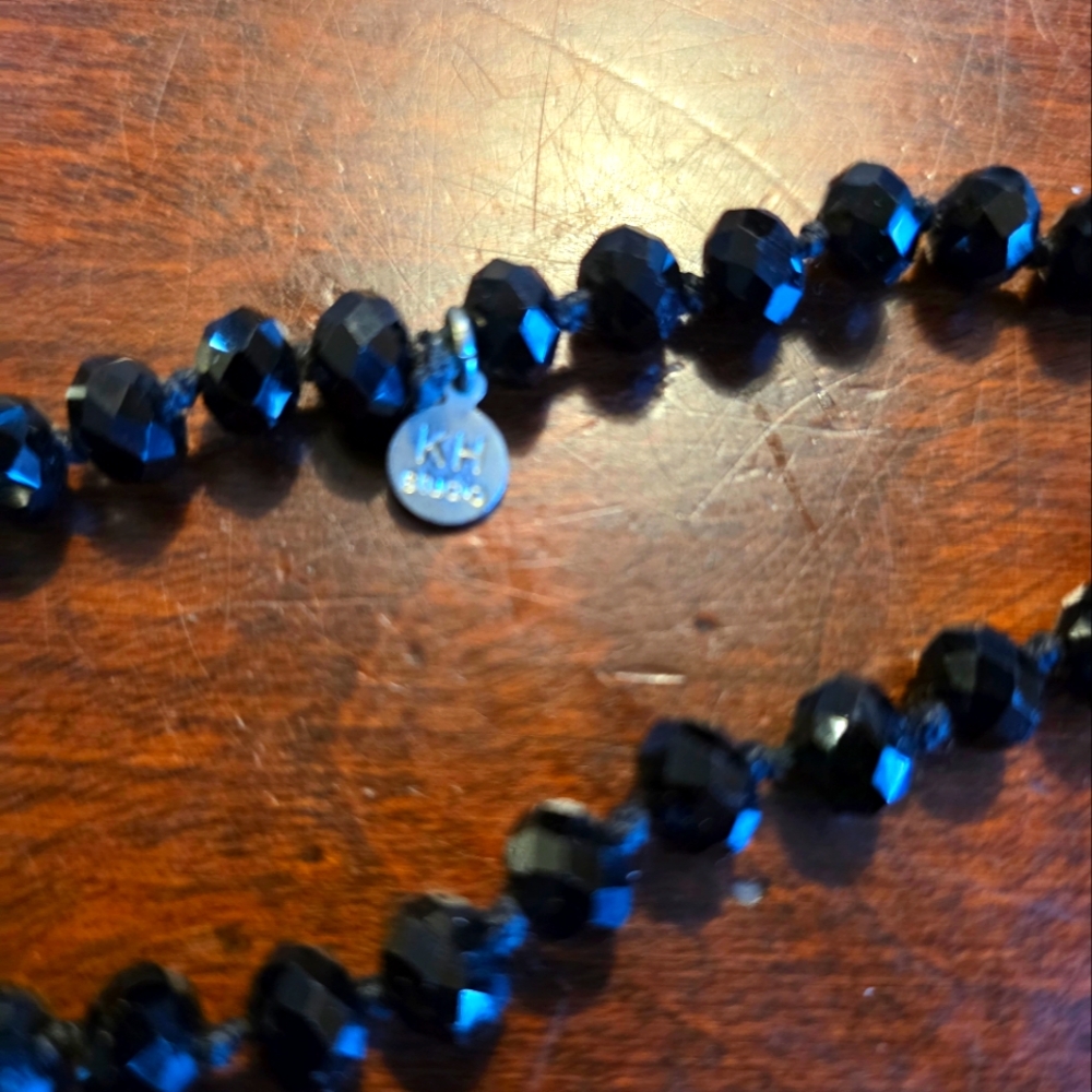 KH Vintage Studio black crystal necklace 24”